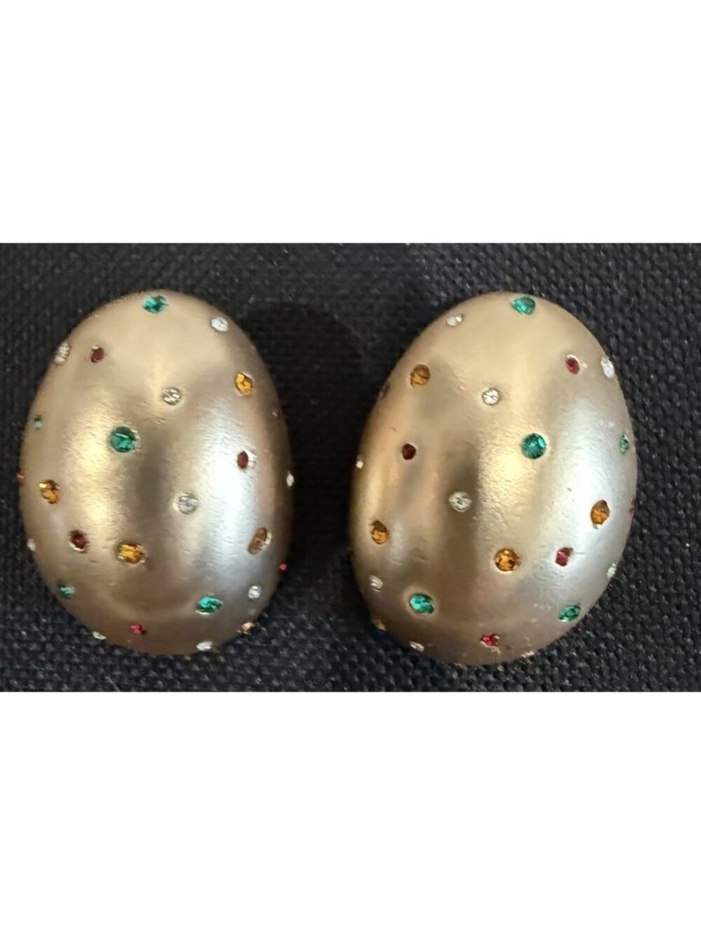 Chico’s Puff Earrings Gold Tone Cubic Zirconia Glass Stones Vintage